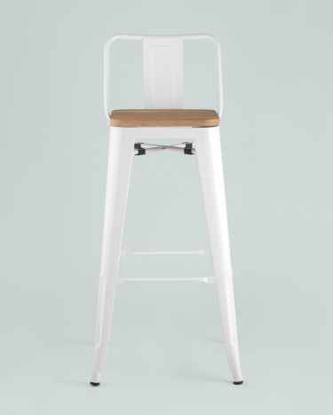 Стул барный Stool Group Tolix Wood 75.5 со спинкой Белый