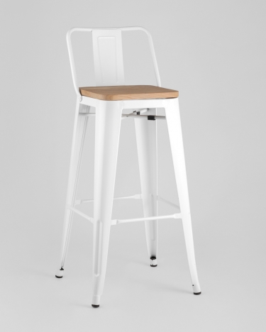 Стул барный Stool Group Tolix Wood 75.5 со спинкой Белый