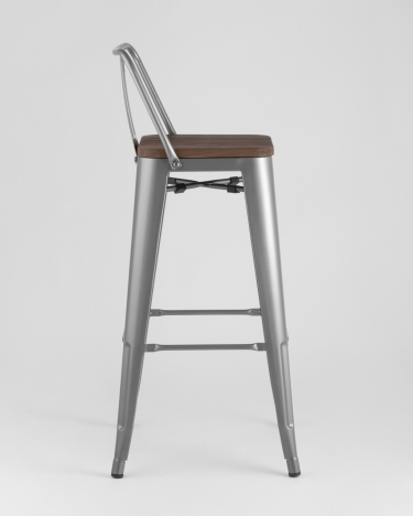 Стул барный Stool Group Tolix Wood 75.5 со спинкой Серебристый