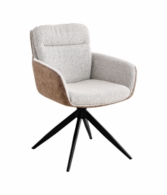 Стул обеденный Stool Group Waldo светло-серый c бежевой экокожей