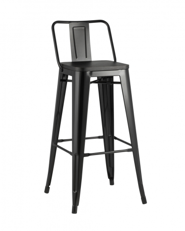 Стул полубарный Stool Group Tolix Wood со спинкой Черный