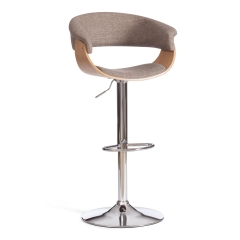 Барный стул Tetchair VIMTA mod.4021S металл/дерево/ткань, 60х51х91,5-112,5 см, выс. сид. 61,5-82,5 см, бежевый/натур./хром, Aimcasa 5