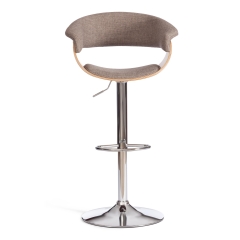Барный стул Tetchair VIMTA mod.4021S металл/дерево/ткань, 60х51х91,5-112,5 см, выс. сид. 61,5-82,5 см, бежевый/натур./хром, Aimcasa 5