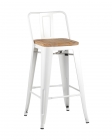 Полубарный стул Stool Group Tolix Wood со спинкой Белый