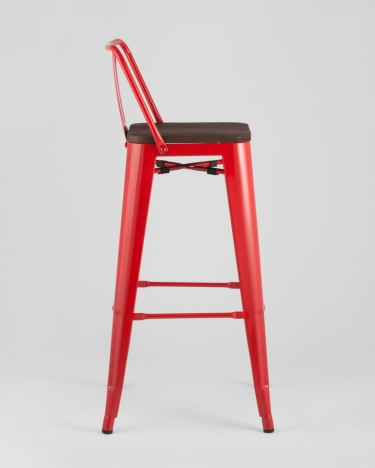 Стул барный Stool Group Tolix Wood 75.5 со спинкой Красный
