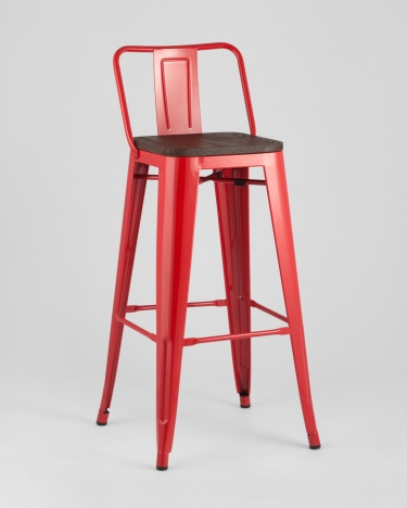 Стул барный Stool Group Tolix Wood 75.5 со спинкой Красный