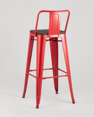 Стул барный Stool Group Tolix Wood 75.5 со спинкой Красный