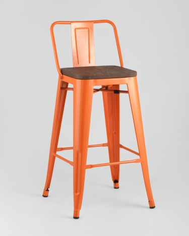 Полубарный стул Stool Group Tolix Wood со спинкой Оранжевый