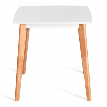 Стол обеденный раскладной Tetchair Claire столешница МДФ, опоры дерево гевея, белый / натуральное дерево, 110+30 x 75 x 75см