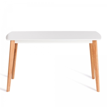 Стол обеденный Tetchair Claire столешница МДФ, опоры дерево гевея, белый / натуральное дерево, 135 x 80 x 75см