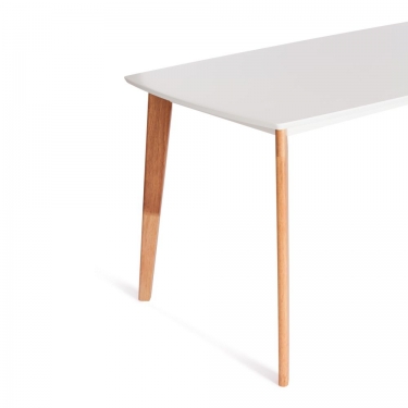 Стол обеденный Tetchair Claire столешница МДФ, опоры дерево гевея, белый / натуральное дерево, 135 x 80 x 75см