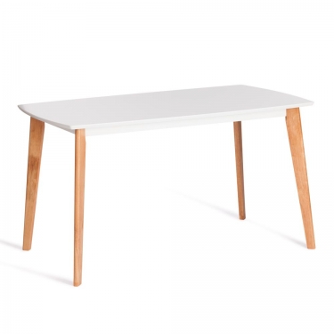 Стол обеденный Tetchair Claire столешница МДФ, опоры дерево гевея, белый / натуральное дерево, 135 x 80 x 75см