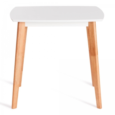 Стол обеденный Tetchair Claire квадратный столешница МДФ, опоры дерево гевея, белый / натуральное дерево, 80 x 80 x 75см