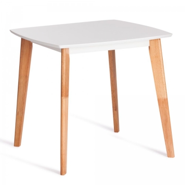 Стол обеденный Tetchair Claire квадратный столешница МДФ, опоры дерево гевея, белый / натуральное дерево, 80 x 80 x 75см