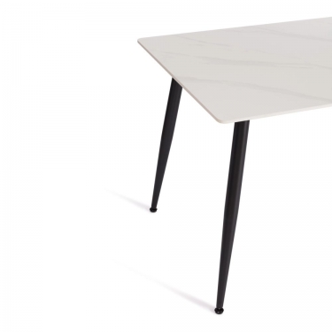 Стол обеденный Tetchair Austen/Остин столешница керамика матовая /опоры металл, белый/черный, 120х80х75см