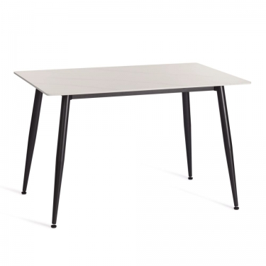 Стол обеденный Tetchair Austen/Остин столешница керамика матовая /опоры металл, белый/черный, 120х80х75см