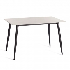 Стол обеденный Tetchair Austen/Остин столешница керамика матовая /опоры металл, белый/черный, 120х80х75см