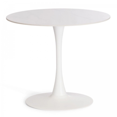 Стол обеденный Tetchair Tulip/Тулип столешница керамика глянцевая / опоры металл, белый/белый, 90х75 см
