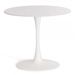 Стол обеденный Tetchair Tulip/Тулип столешница керамика глянцевая / опоры металл, белый/белый, 90х75 см