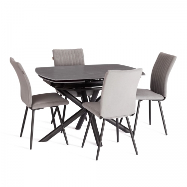 Стол обеденный Tetchair Winston/Винстон столешница керамика матовая /опоры металл, темно-серый/черный, 120+30+30x80x75 см