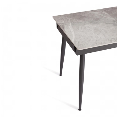 Стол обеденный Tetchair Balmoral / Балморал столешница керамика глянцевая / опоры металл, серый/черный, 120+40х80х75 см