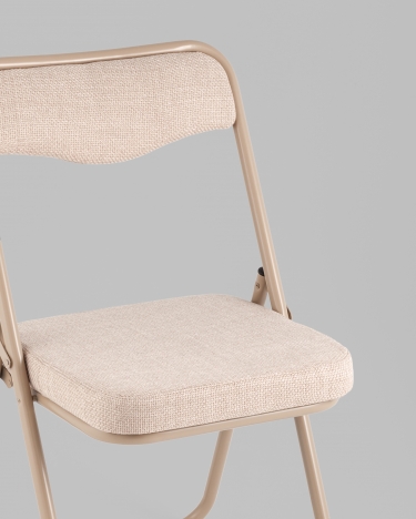 Стул складной мягкий Stool Group Джонни рогожка бежевая каркас бежевый
