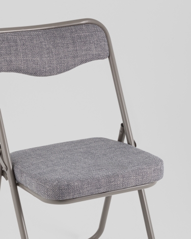 Стул складной мягкий Stool Group Джонни рогожка серо-голубой каркас серый
