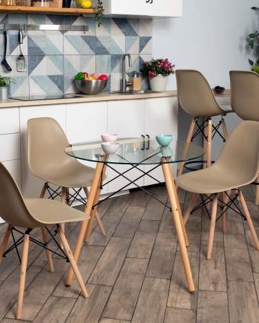 Стул Stool Group Eames Style DSW бежевый 4 шт. комплект разборный каркас