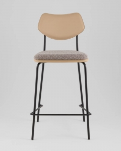 Стул полубарный Stool Group Casey серо-коричневый с бежевой экокожей