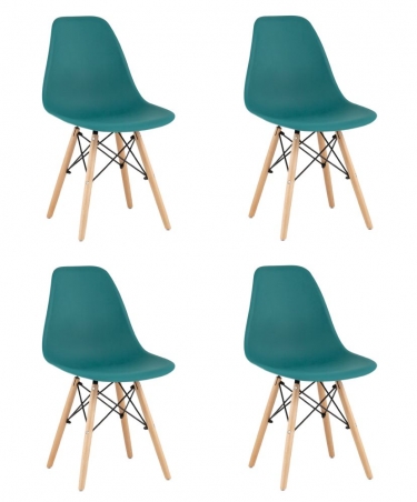 Стул Stool Group Eames Style DSW темно-бирюзовый 4 шт. комплект разборный каркас