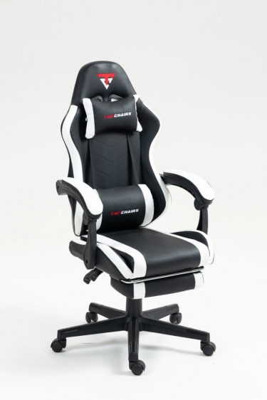Кресло спортивное Stool Group TopChairs Prophet с оттоманкой черно-белый
