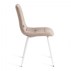 Стул Tetchair CHILLY mod. JSC-220 Велюр/металл , 44,5х52,5х88 см, Beige бежевый HLR8 / белый