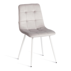 Стул Tetchair CHILLY mod. JSC-220 Велюр/металл , 44,5х52,5х88 см, Light grey светло-серый HLR14 / белый