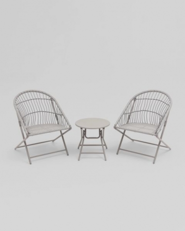 Комплект складной мебели для сада Stool Group Soley светло-серый
