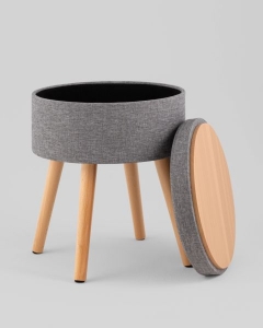 Пуф с ящиком Stool Group Store Woody рогожка серая
