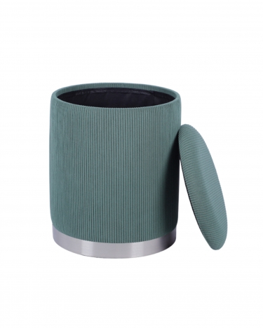 Пуф Stool Group Эмили с ящиком серебро вельвет зеленый