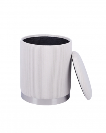 Пуф Stool Group Эмили с ящиком серебро вельвет молочный