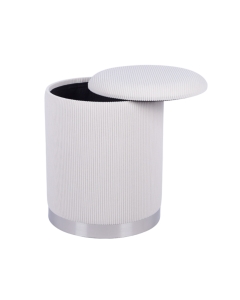 Пуф Stool Group Эмили с ящиком серебро вельвет молочный