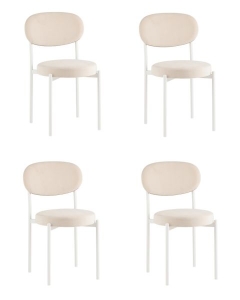 Стул Stool Group Бриф SN NEW велюр молочный каркас белый муар 4 шт