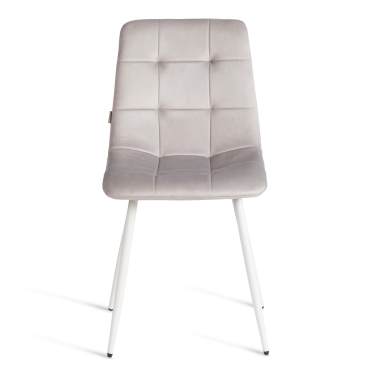 Стул Tetchair CHILLY mod. JSC-220 / 2 шт. в упаковке Велюр/металл , 44,5х52,5х88 см, Light grey светло-серый HLR14 / белый