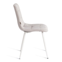 Стул Tetchair CHILLY mod. JSC-220 / 2 шт. в упаковке Велюр/металл , 44,5х52,5х88 см, Light grey светло-серый HLR14 / белый
