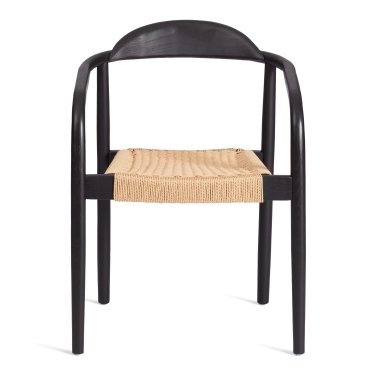 Стул Tetchair MIDGARD дерево вяз/бечевка, черный, 50х51х78,5 см