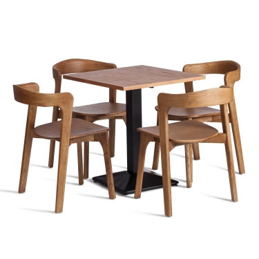 Стол Tetchair RAGNAROK дерево вяз/железная опора, 70х70х76 см, груша 3/черная опора