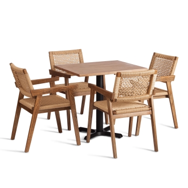 Стол Tetchair VALHALLA дерево вяз/железная опора, 80х65х76 см, груша 3/черная опора