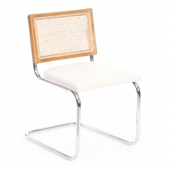 Стул Tetchair MANI дерево вяз, ротанг/ткань лен, металлический каркас, Груша 3, 46х46х78 см