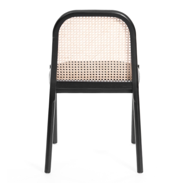 Стул Tetchair FREYA дерево вяз/ротанг, ткань лен, черный/черный лен, 46х41х79,5 см