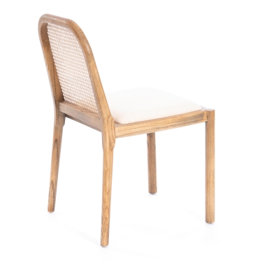 Стул Tetchair FREYA дерево вяз/ротанг, ткань лен, груша3/бежевый лен, 46х41х79,5 см