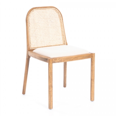 Стул Tetchair FREYA дерево вяз/ротанг, ткань лен, груша3/бежевый лен, 46х41х79,5 см