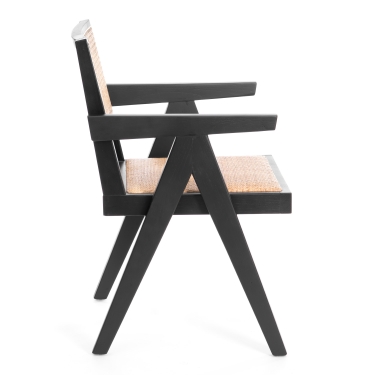 Стул Tetchair LOKI дерево вяз/ротанг, черный, 50х50х84 см