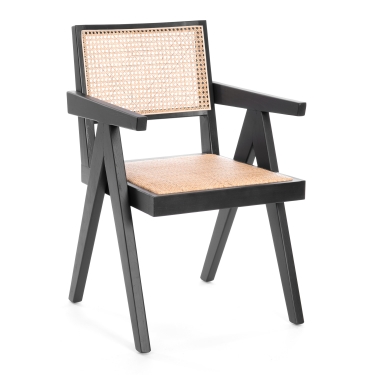 Стул Tetchair LOKI дерево вяз/ротанг, черный, 50х50х84 см